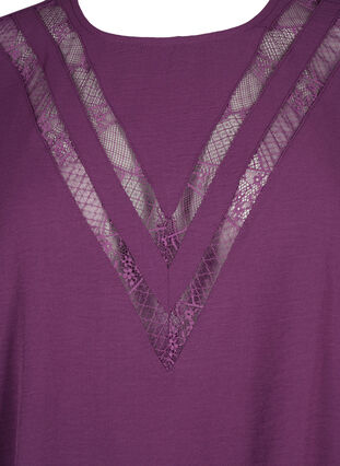 Långärmad blus med spets, Deep Purple, Packshot image number 2