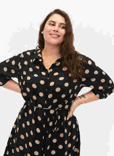 FLASH - Skjortklänning med tryck, Black Brown Dot, Model image number 2