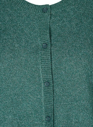 Kort, melerad stickad cardigan med knappar, Darkest Spruce Mel., Packshot image number 2