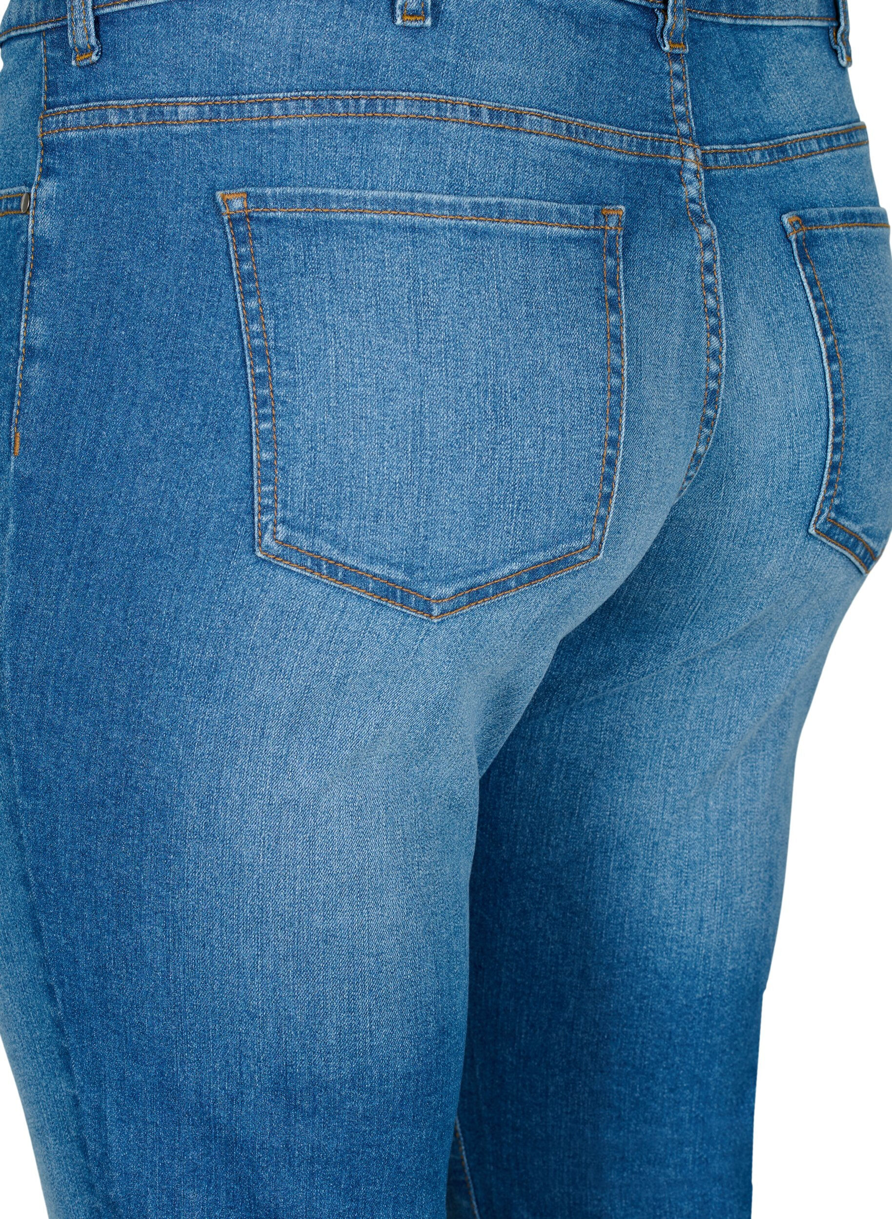 Zizzi Emily jeans med normal midja och smal passform, Blue denim, Packshot image number 3