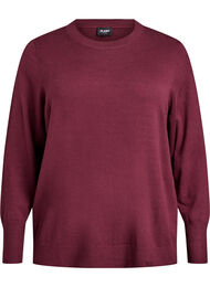 Stickad blus med rund hals, R&ouml;d