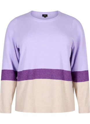 Stickad tröja med rund hals, Lavender Comb, Packshot image number 0