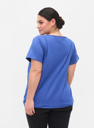 T-shirt i bomull med korta ärmar, Dazzling Blue, Model image number 1