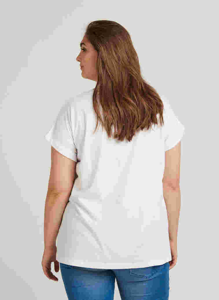 T-shirt i bomullsmix, Bright White, Model image number 1
