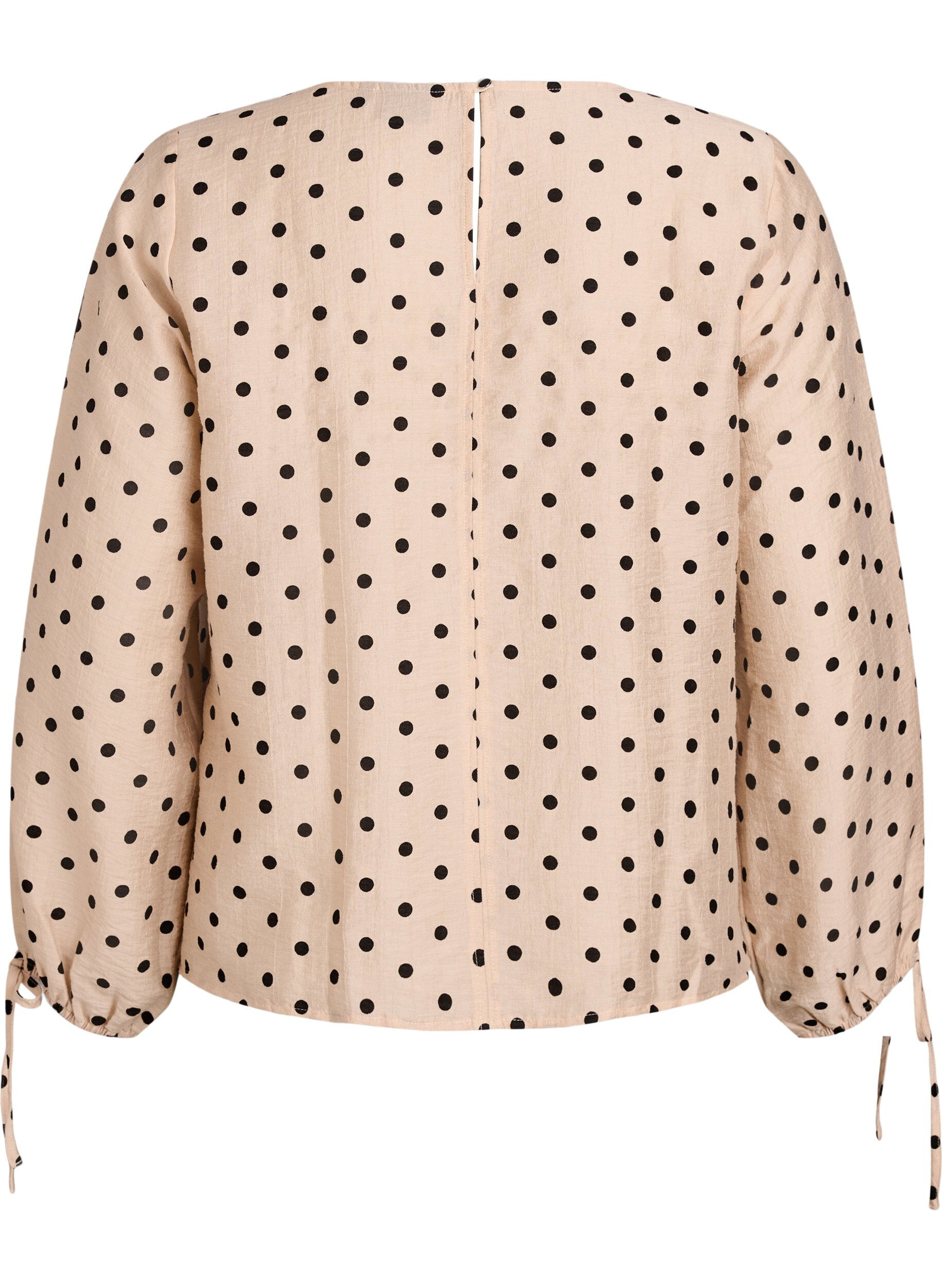Zizzi Blus med prickar och knytdetaljer, Beige, Packshot image number 1