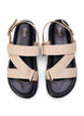 Lädersandal med bred passform och justerbara remmar, Beige, Packshot image number 2