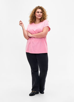 Melerad t-shirt med korta ärmar, Strawberry Pink Mel., Model image number 2