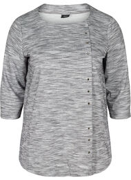 Melerad sweatshirt med 3/4 ärmar och öljetter, Light Grey Melange