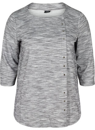 Melerad sweatshirt med 3/4 ärmar och öljetter, Light Grey Melange, Packshot image number 0