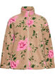 Blommig fleecejacka med h&ouml;g krage och dragkedja, Beige, Packshot image number 0