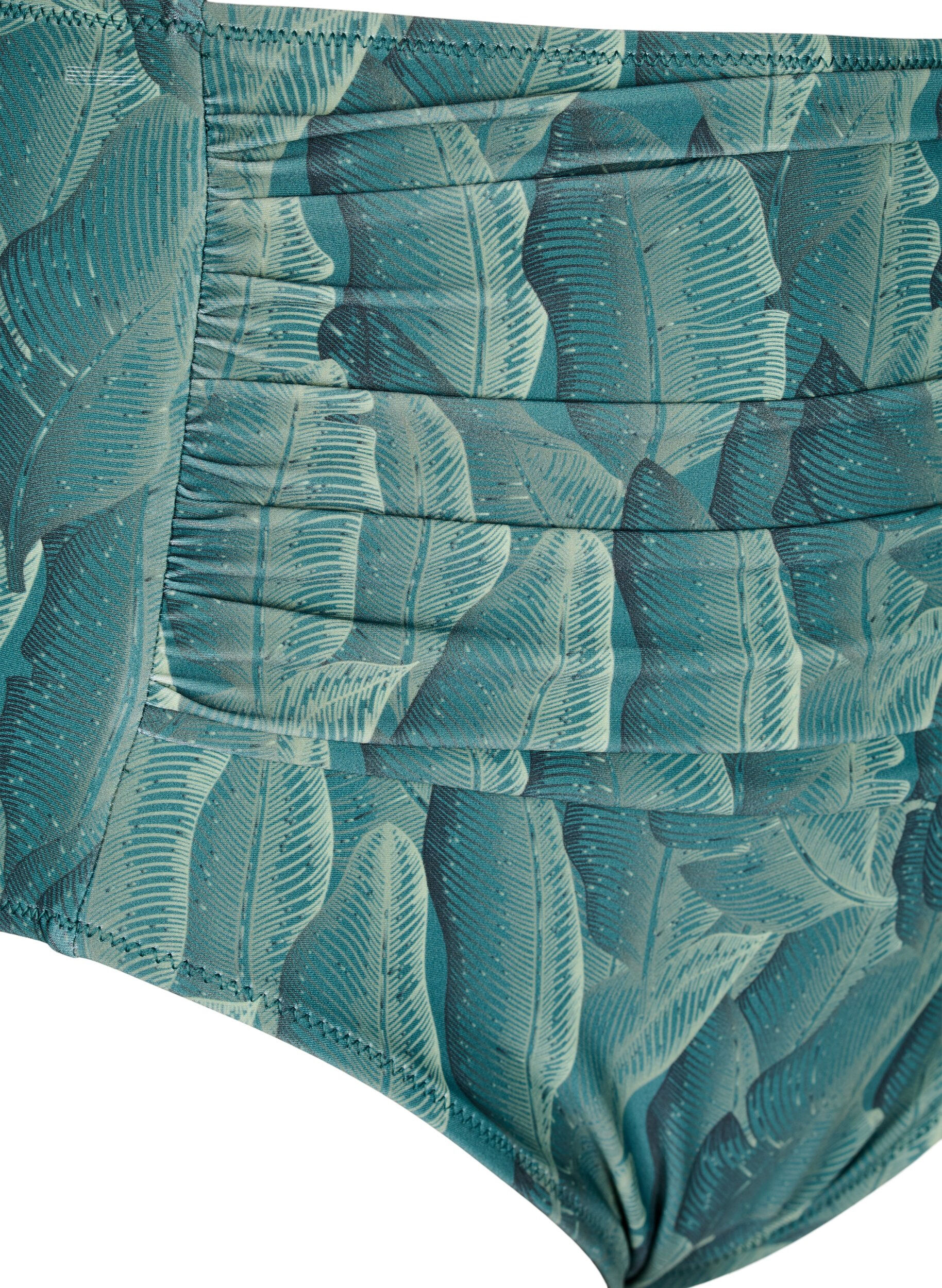 Zizzi Bikinitrosa med m&ouml;nster och h&ouml;g midja, Gr&ouml;n, Packshot image number 2