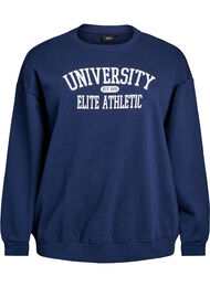 Sweatshirt med texttryck, Bl&aring;