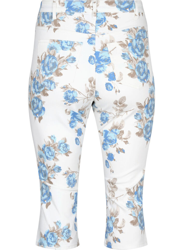 Amy caprijeans med hög midja och blommönster, White B.AOP, Packshot image number 1