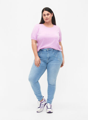 Högmidjade Amy jeans med super slim fit, Light blue, Model image number 0