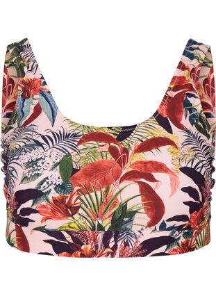Mönstrad bikinitop med rund halsringning, Palm Print, Packshot image number 0
