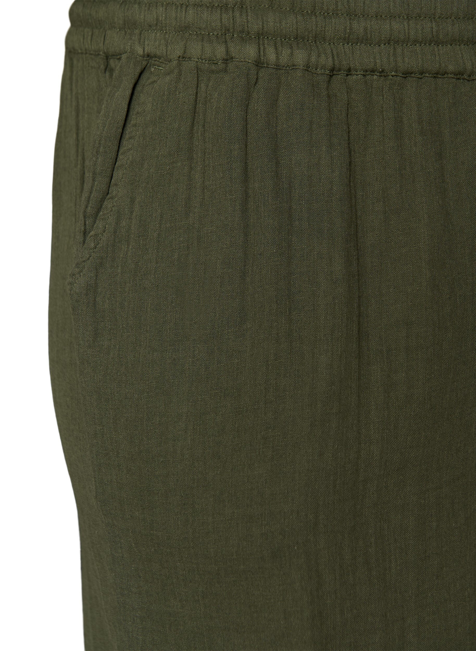 ZizziL&ouml;sa shorts i bomullsmuslin med h&ouml;g midja, Gr&ouml;n, Packshot image number 3
