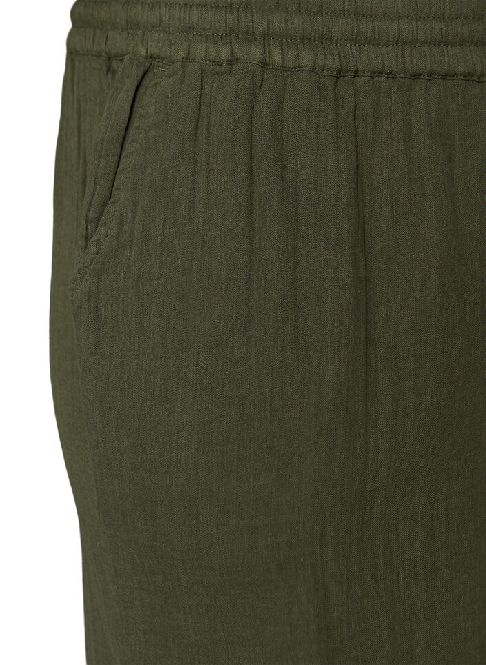 L&ouml;sa shorts i bomullsmuslin med h&ouml;g midja, Gr&ouml;n, Packshot image number 3