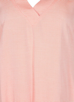 Randig tunika i viskos med korta ärmar, Orange Stripe, Packshot image number 2
