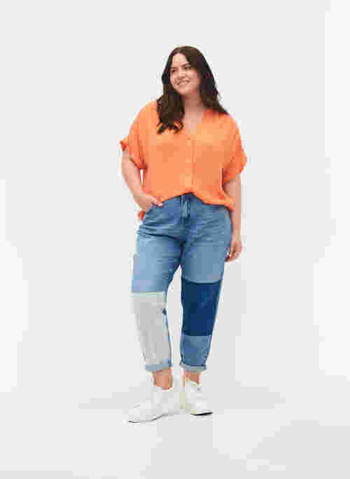 Mille mom fit jeans med blockfärgat mönster
