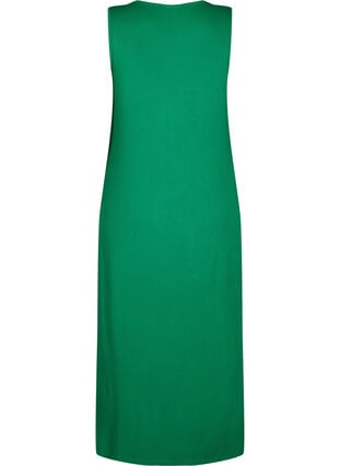 Ärmlös ribbad klänning i viskos, Jolly Green, Packshot image number 1
