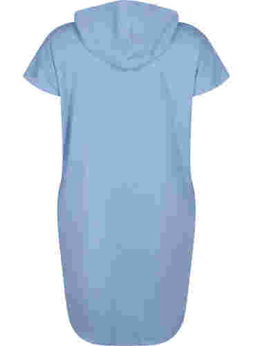 Kortärmad swetshirtklänning med huva, Faded Denim, Packshot image number 1