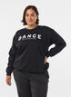 Sweatshirt med frott&eacute;text, Svart, Model image number 0