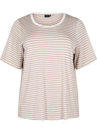 T-shirt med TENCEL™ Lyocell och ränder, Beige