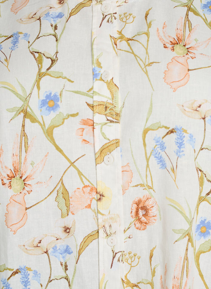 Skjortblus i linne och viskos med 3/4-&auml;rmar, Vanilla, Packshot image number 2