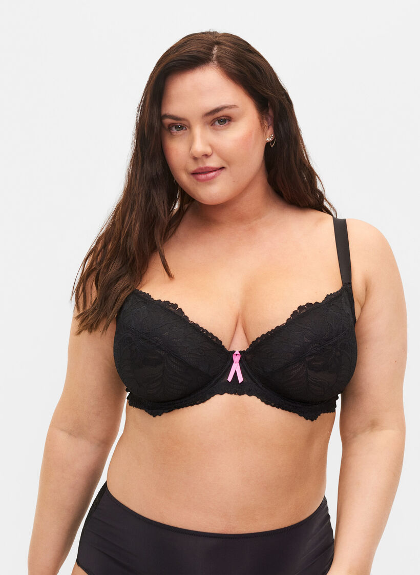Support the breasts – spetsbh med bygel, Black, Model image number 0