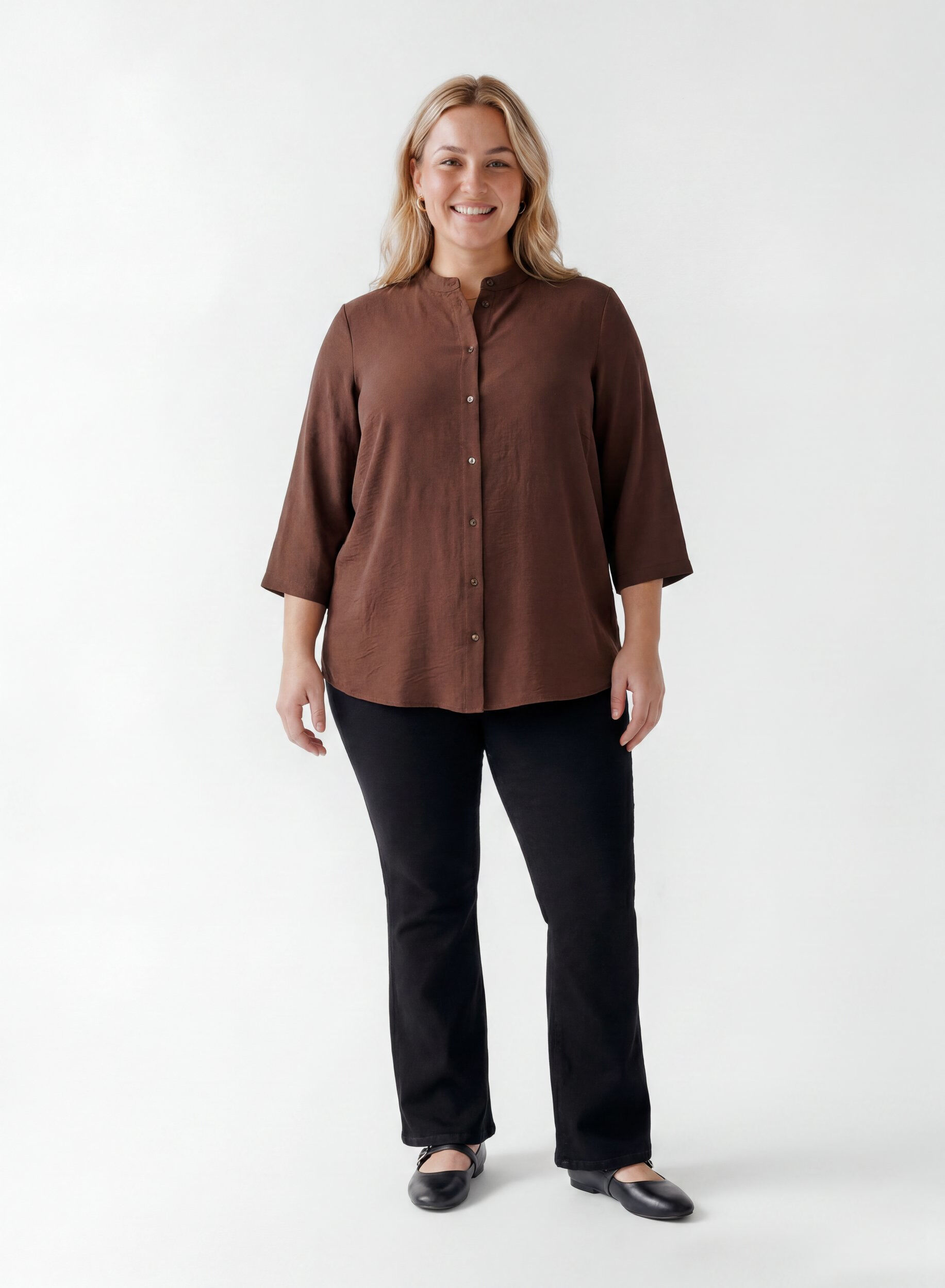 ZizziTunika med 3/4-&auml;rmar, Brun, Model image number 1