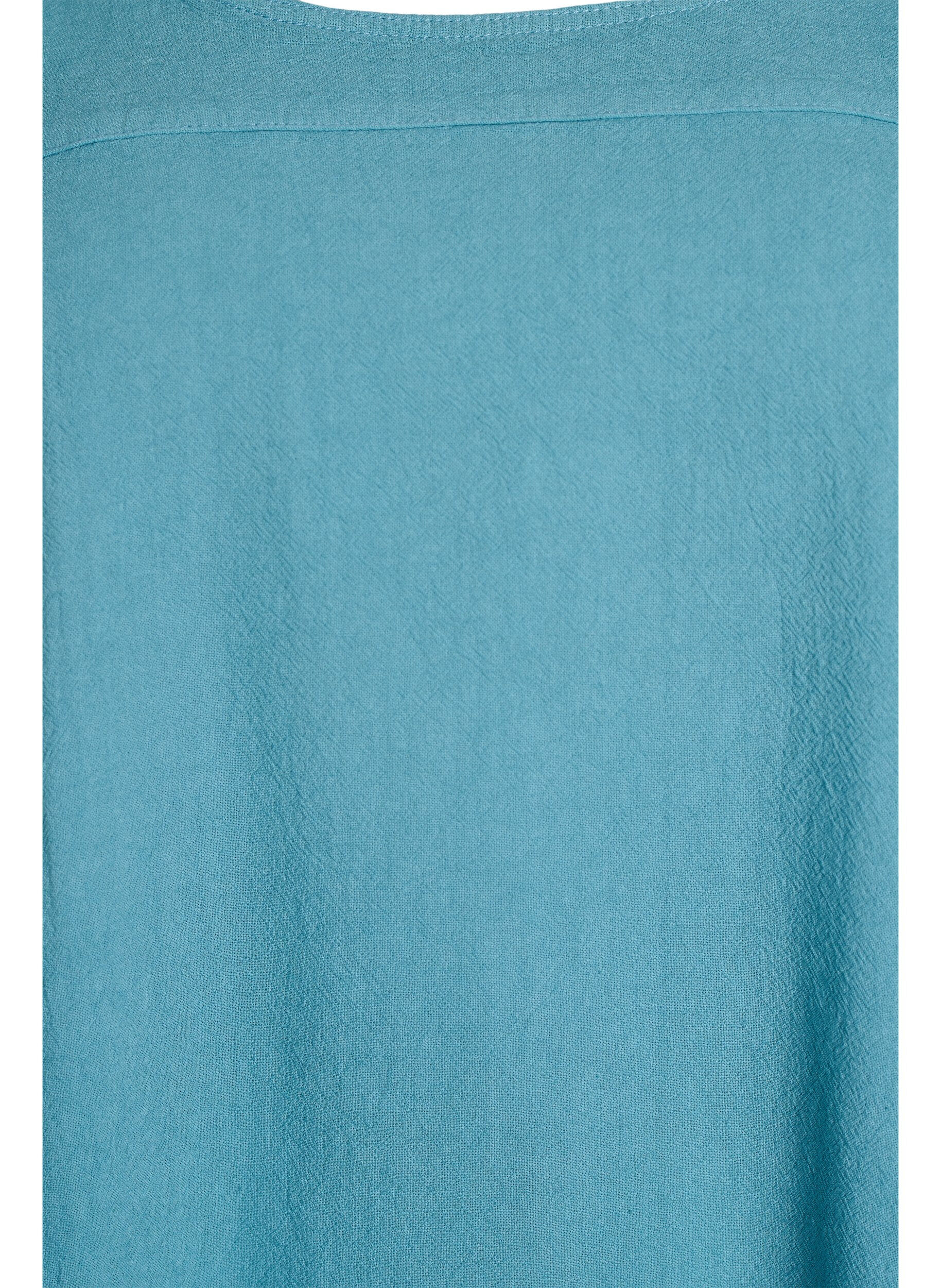 Zizzi Kort&auml;rmad kl&auml;nning i bomull, Bl&aring;, Packshot image number 2