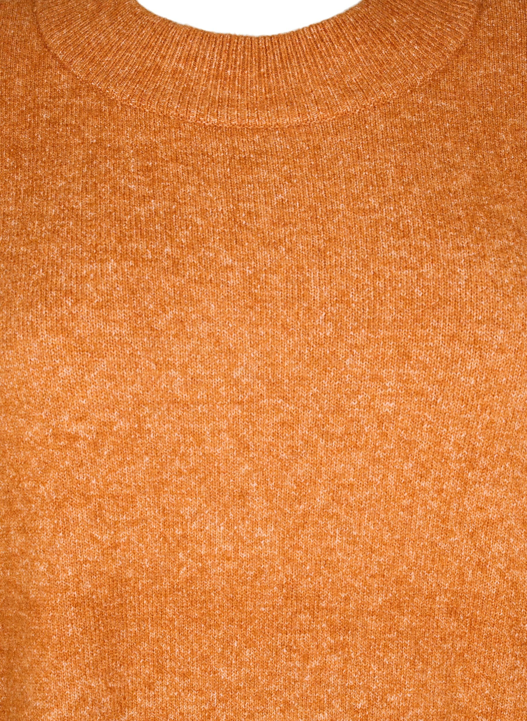 Zizzi L&aring;ng stickad blus med l&aring;nga &auml;rmar, Autumnal Mel., Packshot image number 2