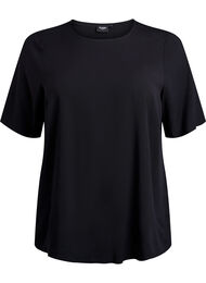 Kort&auml;rmad v&auml;vd blus med rund hals, Svart