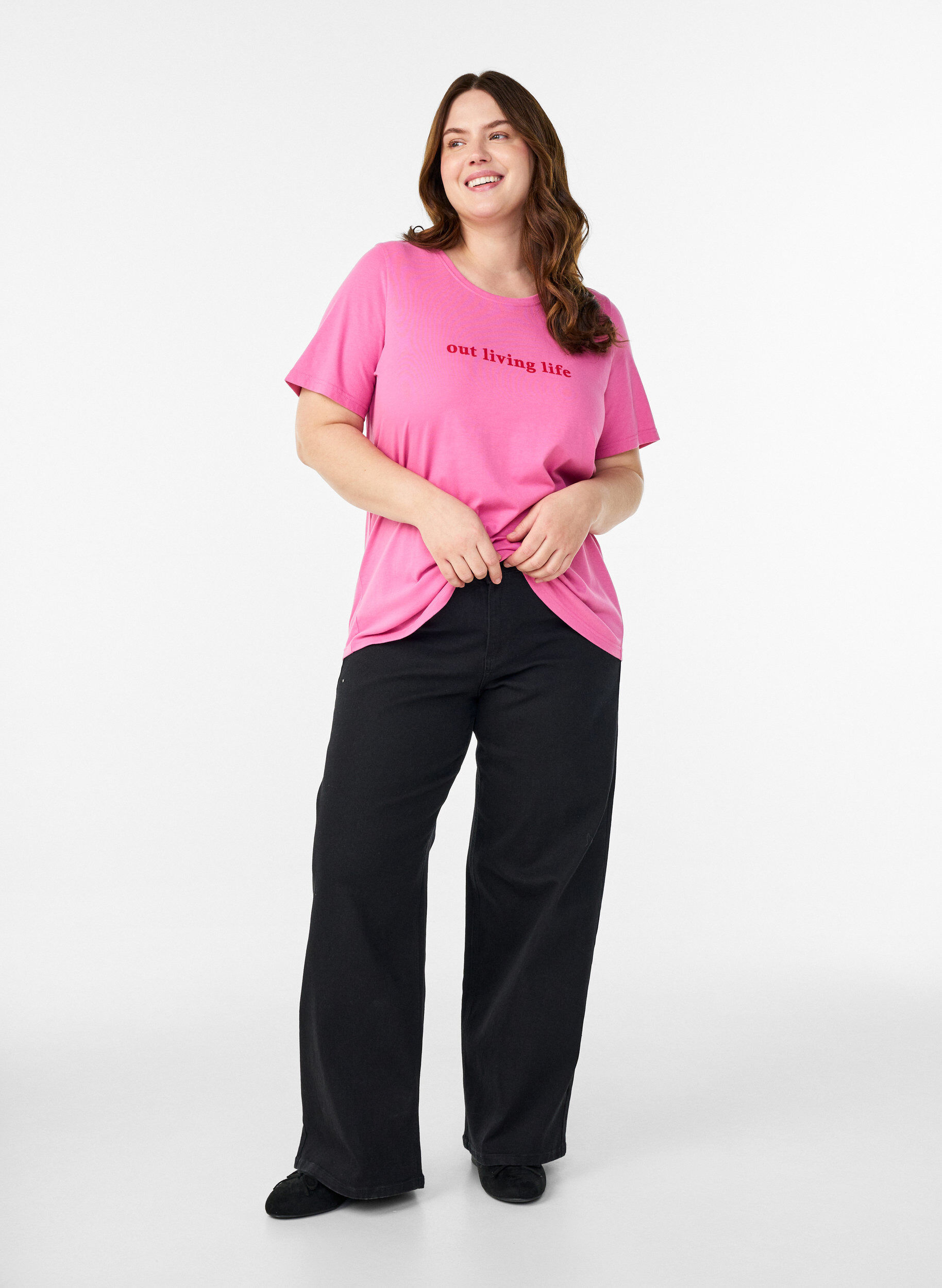 ZizziT-shirt med tryck, Rosa, Model image number 1