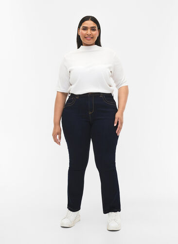 Slim fit Vilma jeans med hög midja, Dk blue rinse, Model image number 0