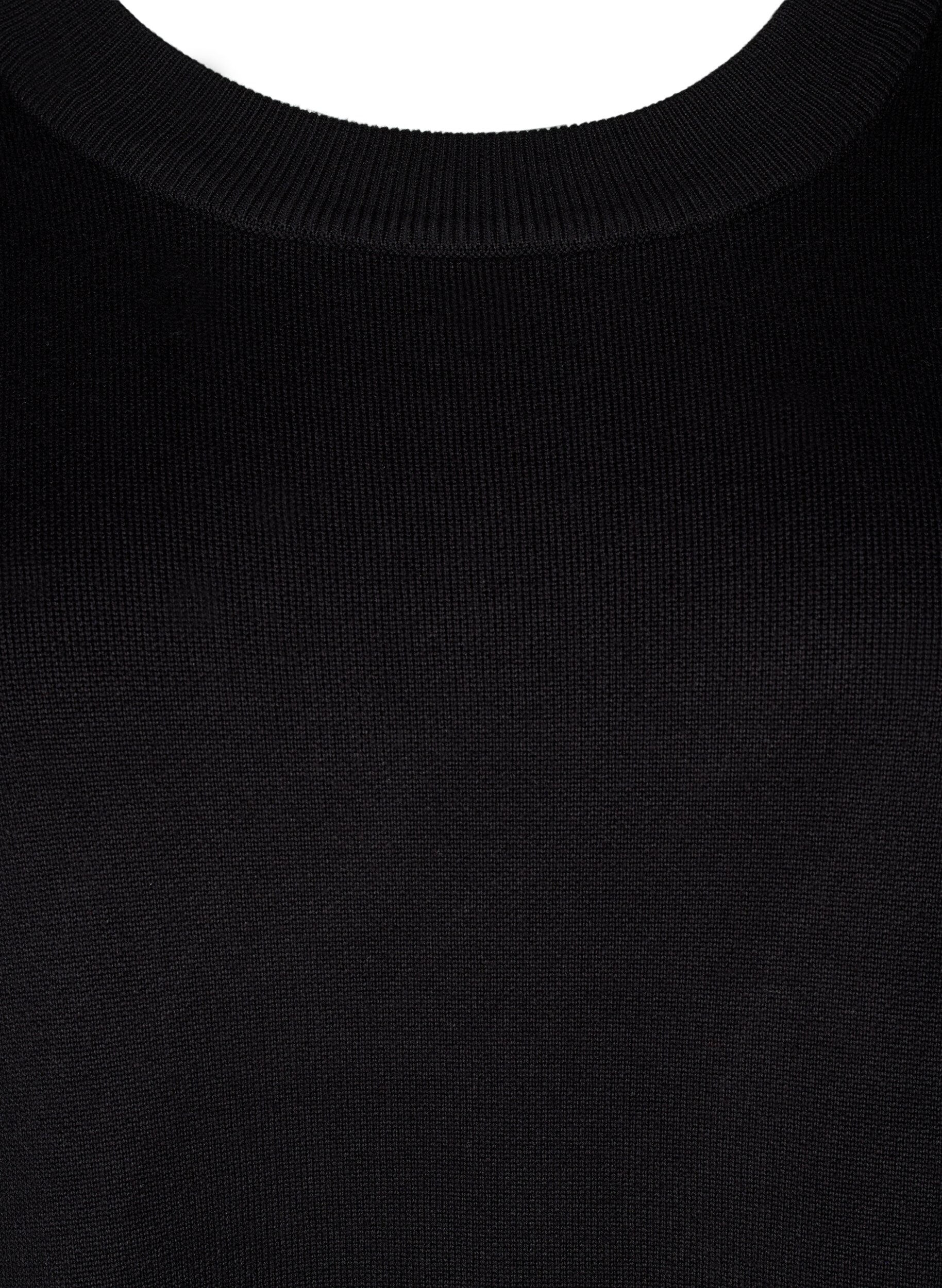 Zizzi Stickad kl&auml;nning med broderade detaljer, Black Medium G. Comb, Packshot image number 2