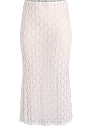 L&aring;ng genomskinlig kjol i spets, Vit