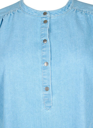 A-formad denimklänning med korta ärmar, Light blue denim, Packshot image number 2