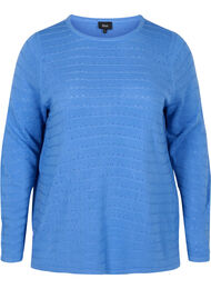 Stickad tröja med strukturerat mönster och rund hals, Ultramarine