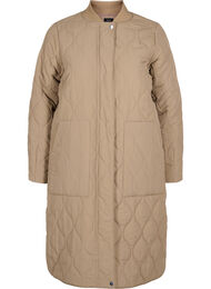 Lång quiltad jacka med dragkedja och fickor, Amphora