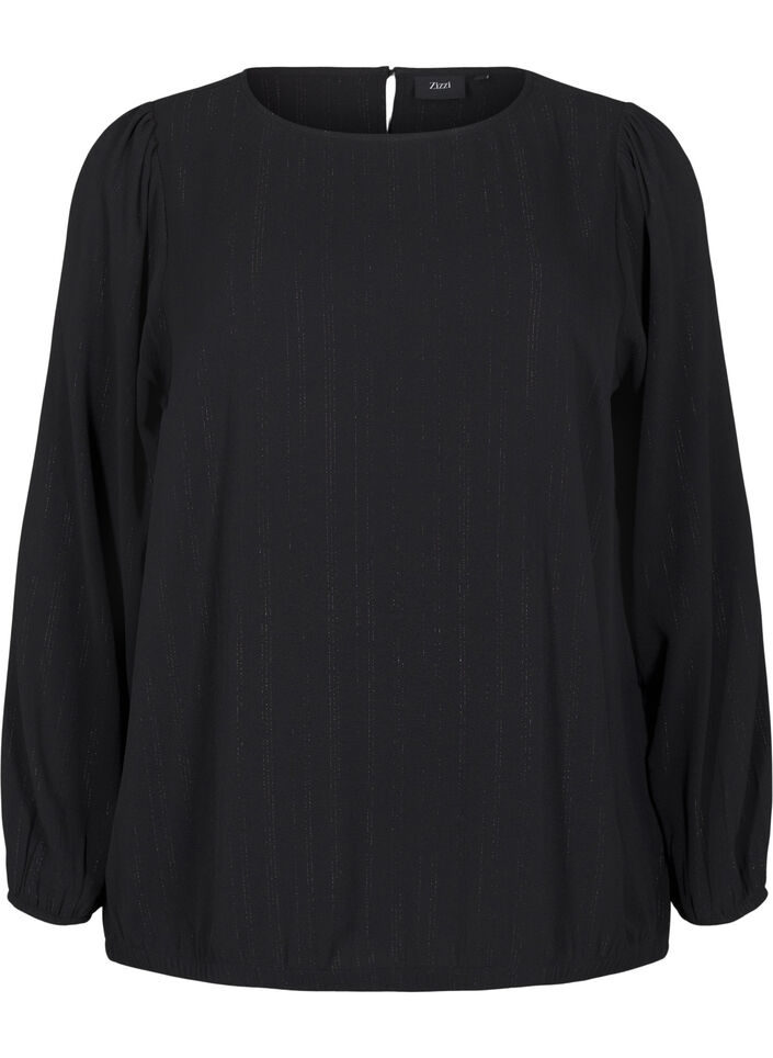Blus med silverglitter, Svart, Packshot image number 0