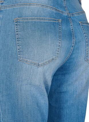 Croppade jeans med kontrast, Blue denim, Packshot image number 3
