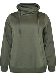 Sweatshirt med h&ouml;g krage och fickor, Gr&ouml;n