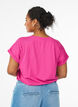 Kort&auml;rmad t-shirt i bomullsblandning, Rosa, Model image number 2