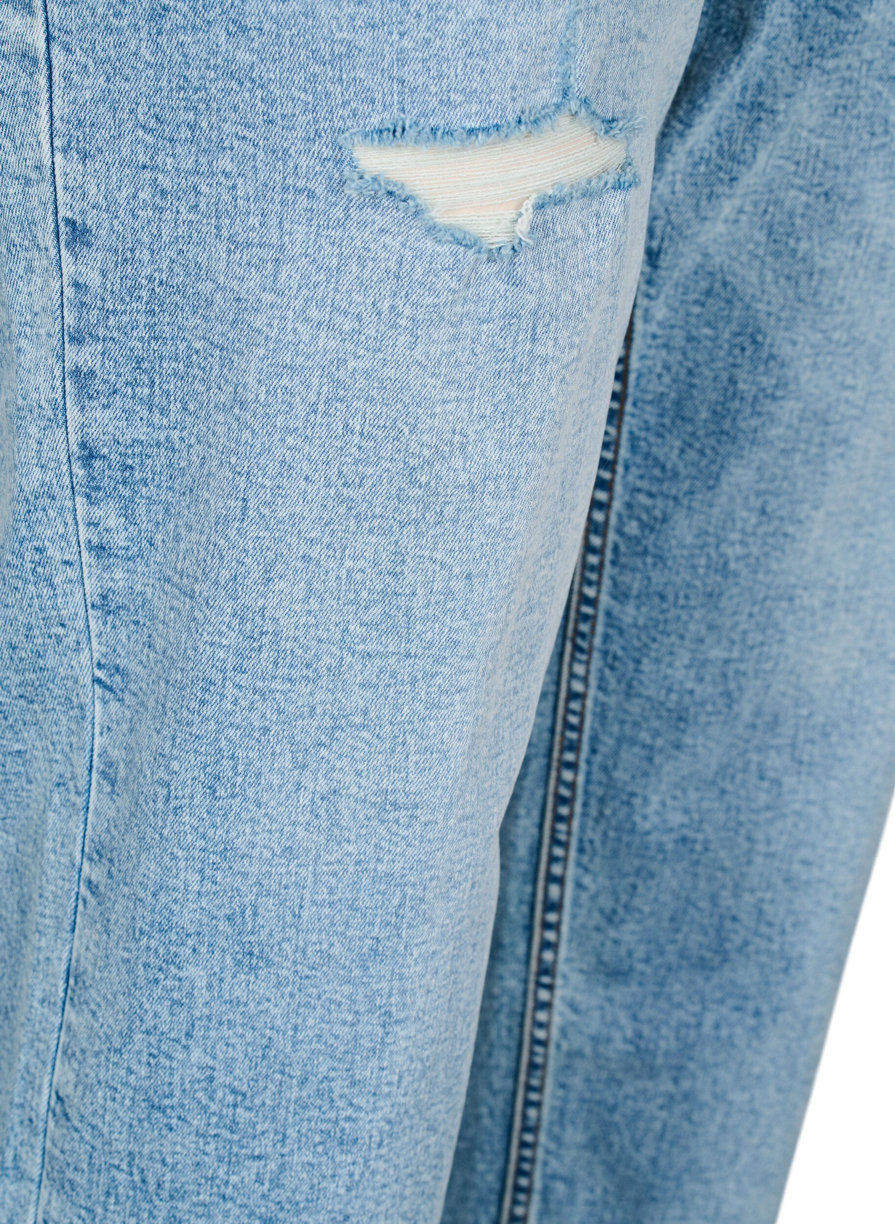 ZizziCroppade Vera-jeans med slitningar, Bl&aring;, Packshot image number 3