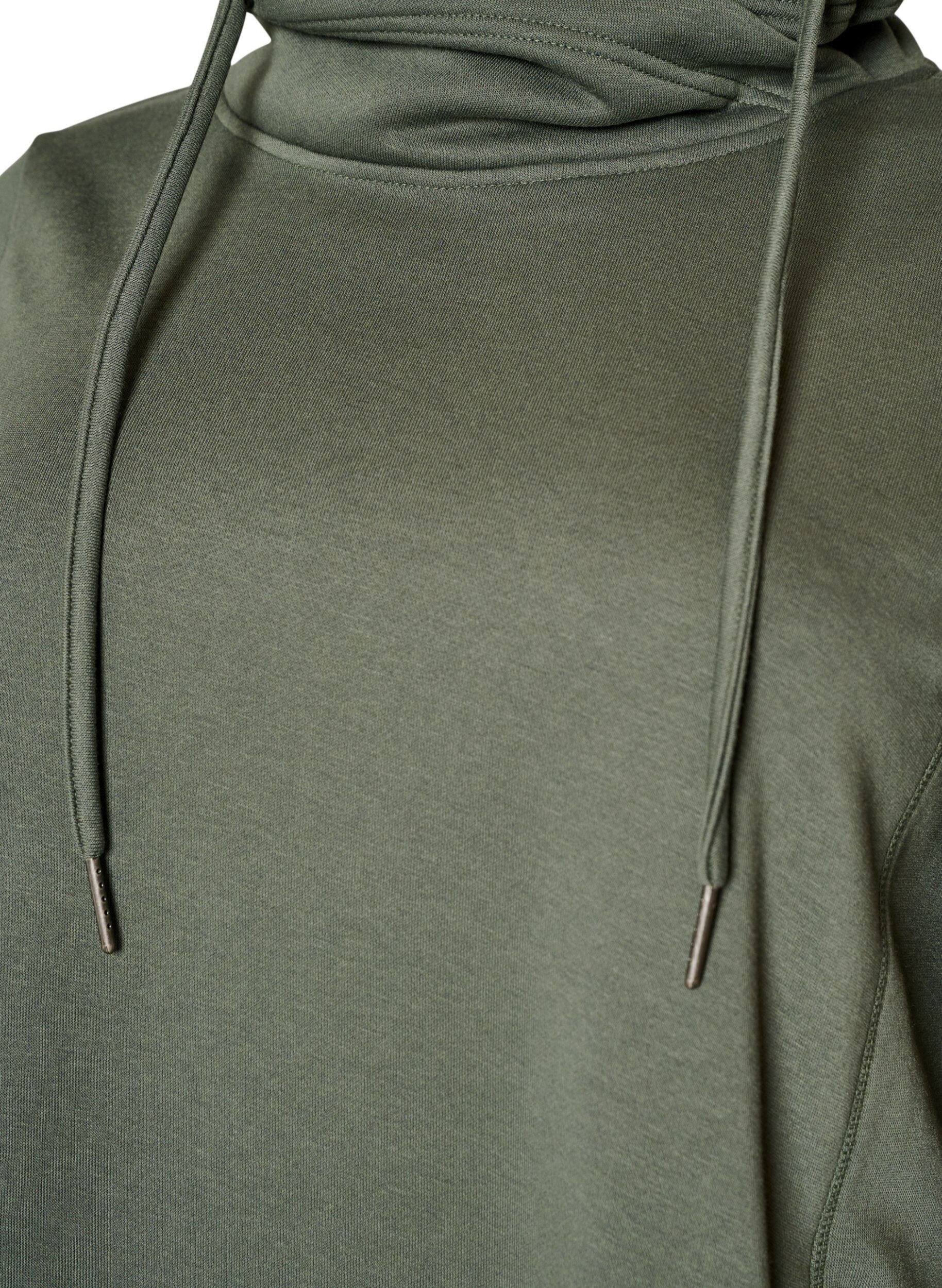 ZizziSweatshirt med h&ouml;g krage och fickor, Gr&ouml;n, Packshot image number 2