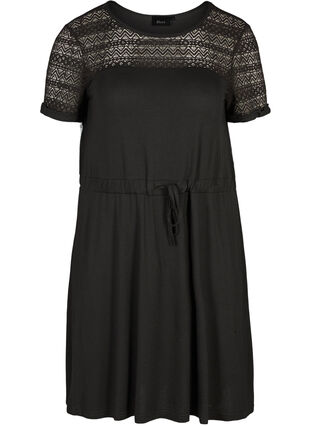 Klänning med korta ärmar, Black, Packshot image number 0