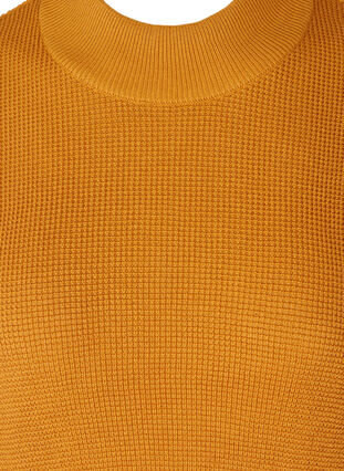 Kortärmad stickad poncho med hög hals, Spruce Yellow, Packshot image number 2
