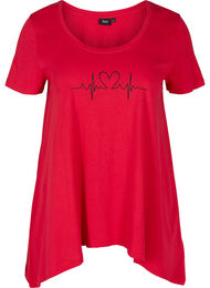 A-linjeformad och asymmetrisk t-shirt i bomull, Lipstick Red HEART
