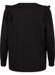 Långärmad blus med volangdetaljer, Black, Packshot image number 1